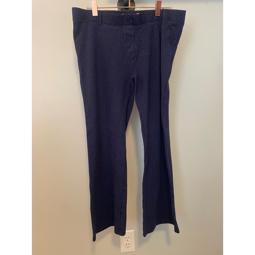 Betabrand Yoga Dress Pants 2XL Petite Navy Blue Heart Print Straight Leg Womens